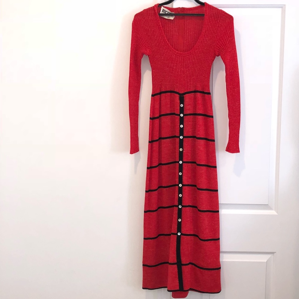 Tricots by Youth Guild vintage red knit dress